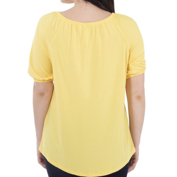 New NY Collection Short Sleeve Scoop Neck Peasant Top - Picture 2 of 4